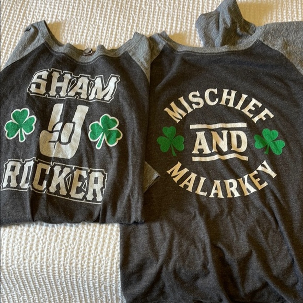 Gray and Green Kids Graphic Raglan Tees M/L